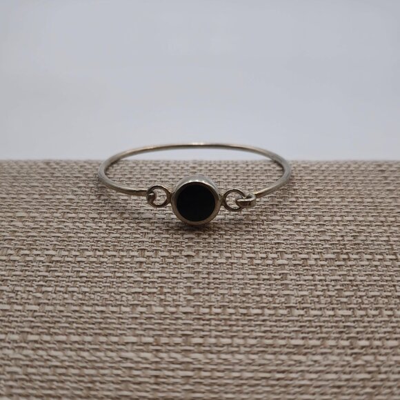 6 Inch Sterling Silver Black Onyx Bracelet B345 - Picture 1 of 7